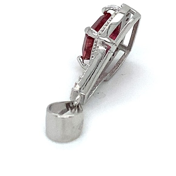 Red Tourmaline 1.80ct White Gold Silver Pendant - Picture 6 of 6